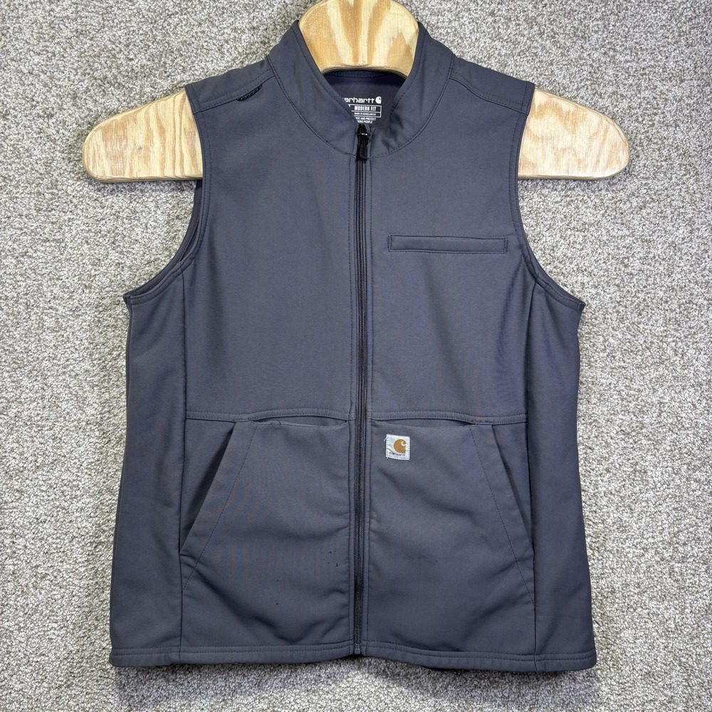 Carhartt Vest Mens Large Gray Softshell Fleece Lined Full Zip Workwear 100237